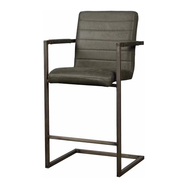 Der Rocca Barhocker - Bull green steht an einer hölzernen Kücheninsel in einer modernen Küche - Tower Living - Bull anthracite