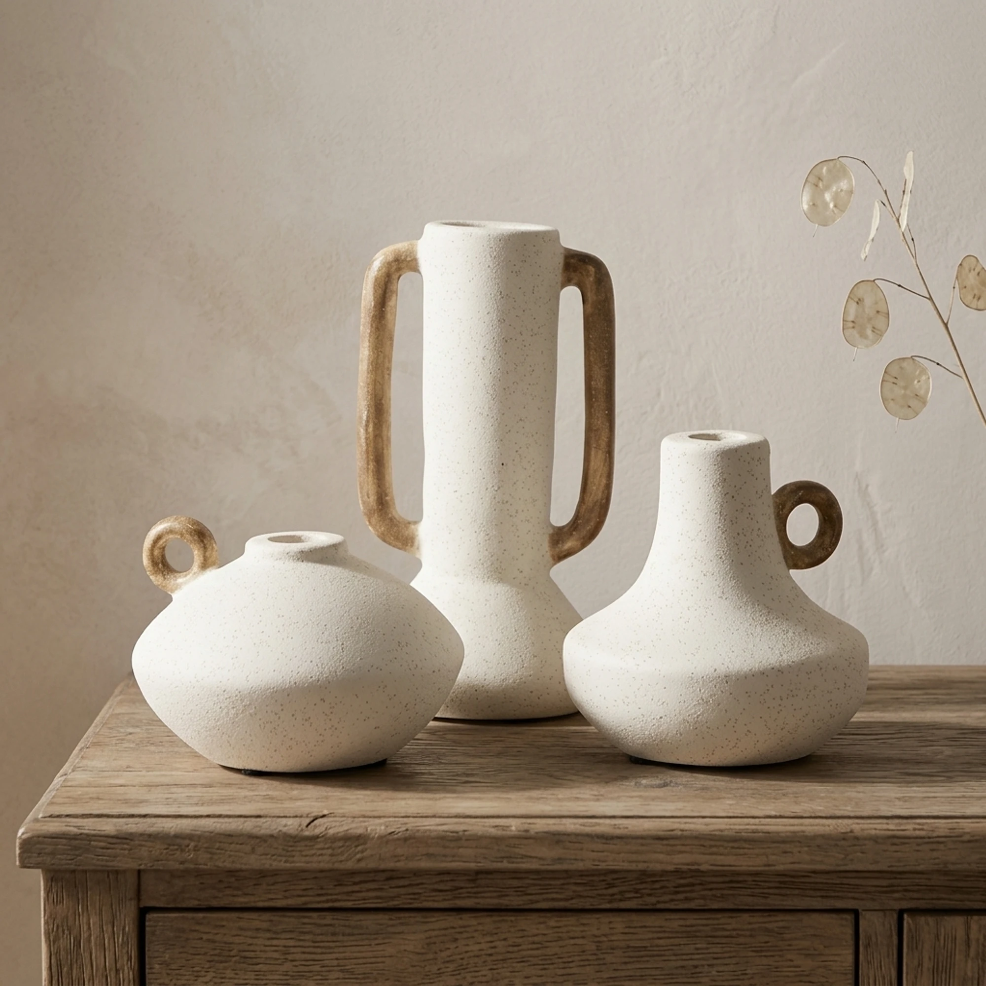 Vase Claypanions set of 3 off white - By-Boo