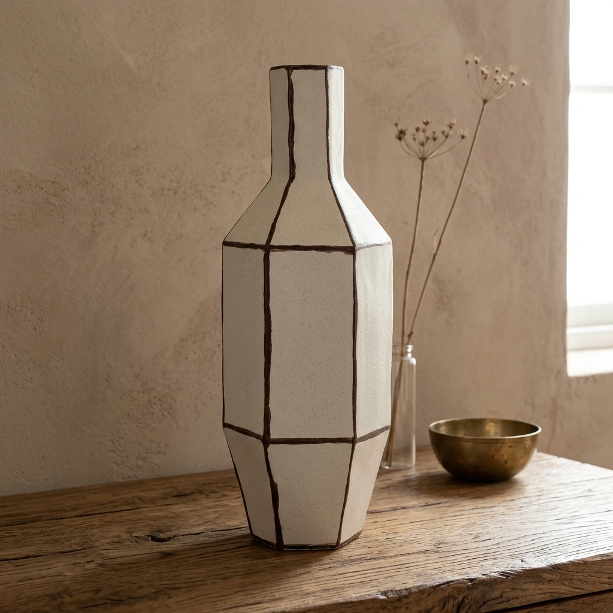 Vase Facet 3 Off White - By-Boo