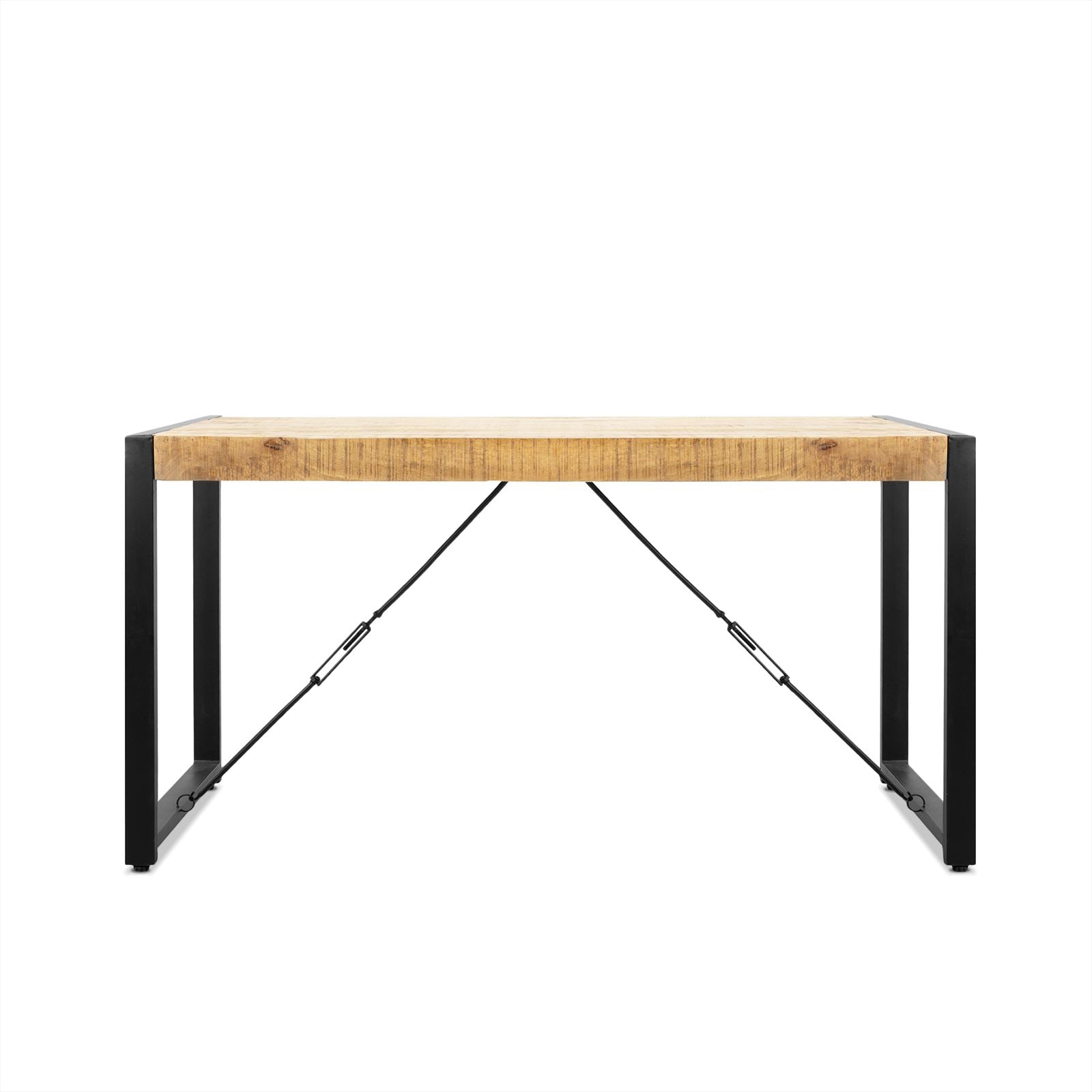 Eettafel Britt in een lichte eetkamer met vier stoelen, een raam met lichte gordijnen en een vaas met pluimen - Benoa - 140x80