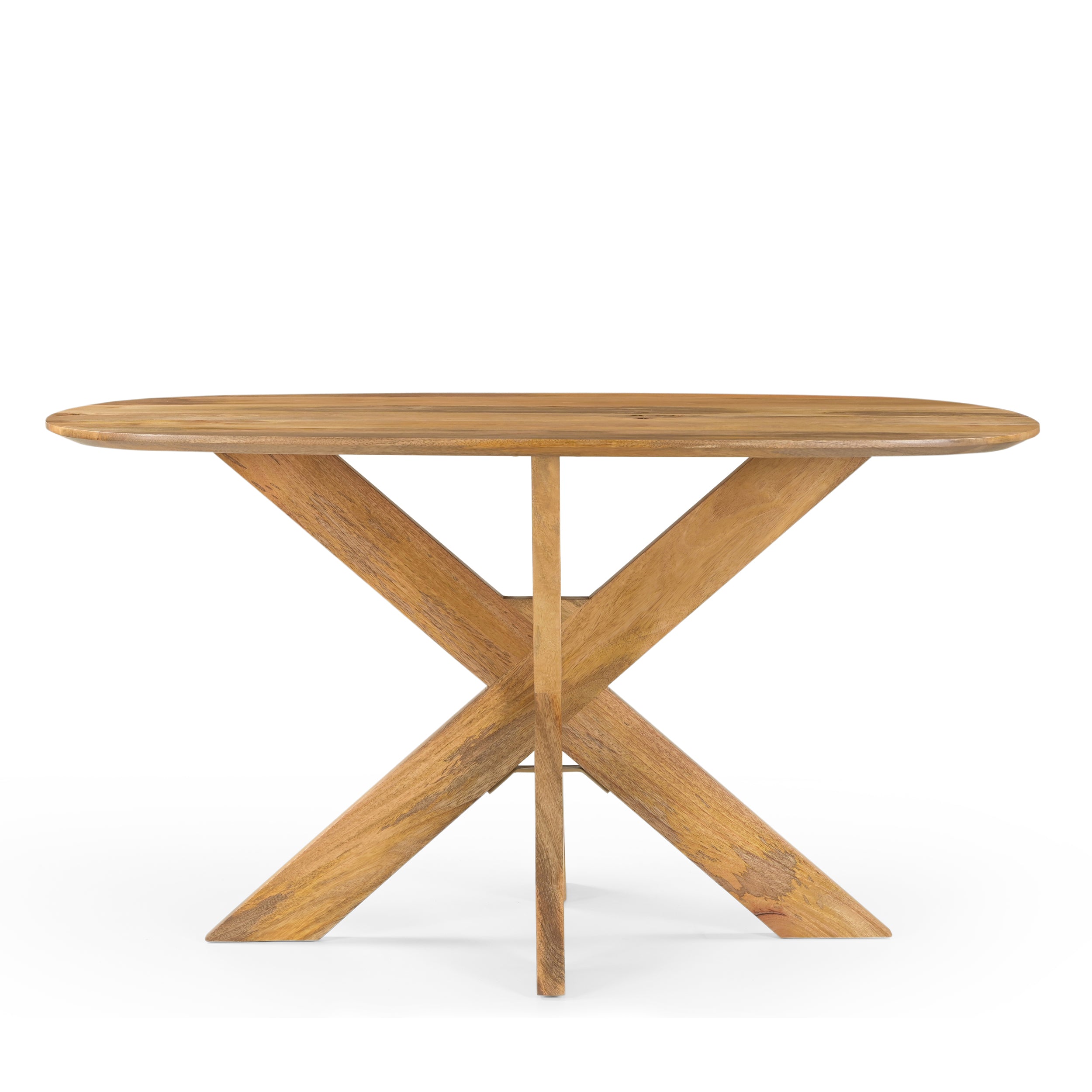 Danish Oval Dining Table Runa with Wooden Base (Mango wood, Natural) - Benoa - 140x90