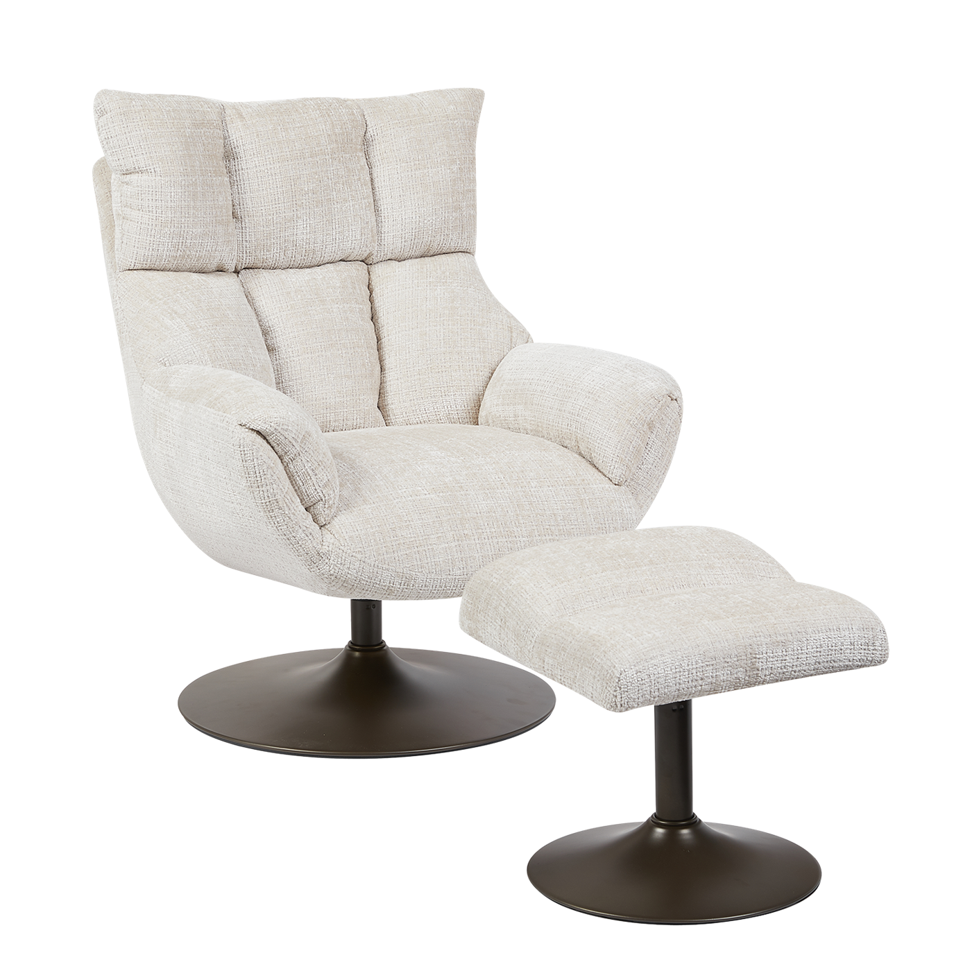 Fauteuil Force met voetenbank (Beige) - Tower Living - Cremona 02 sand (draaibaar)