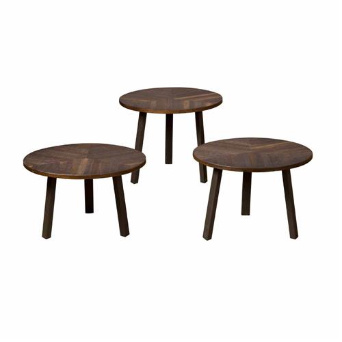Beistelltisch Lazio Set rund 55 cm (Teakholz, Grau) - Tower Living - Braun