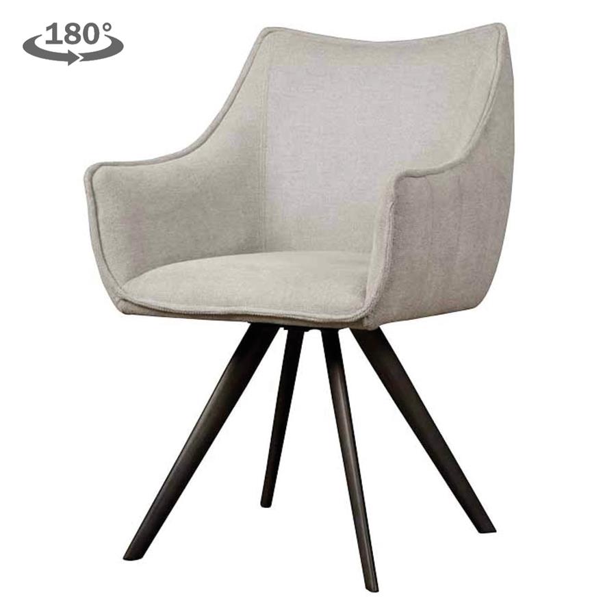 Armstoel Riviera grijs (Stof) - Tower Living - Brego 02 light grey (draaibaar)