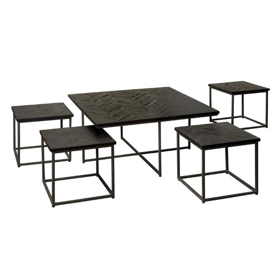 Beistelltisch Via 90 cm (Teakholz, Grau) - Tower Living - Schwarz
