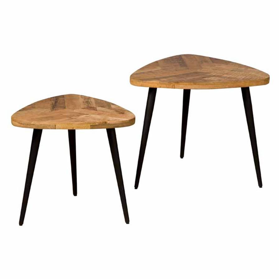 Salontafel Viola set vanaf 50 cm (Mangohout, Zwart) - Tower Living - Naturel