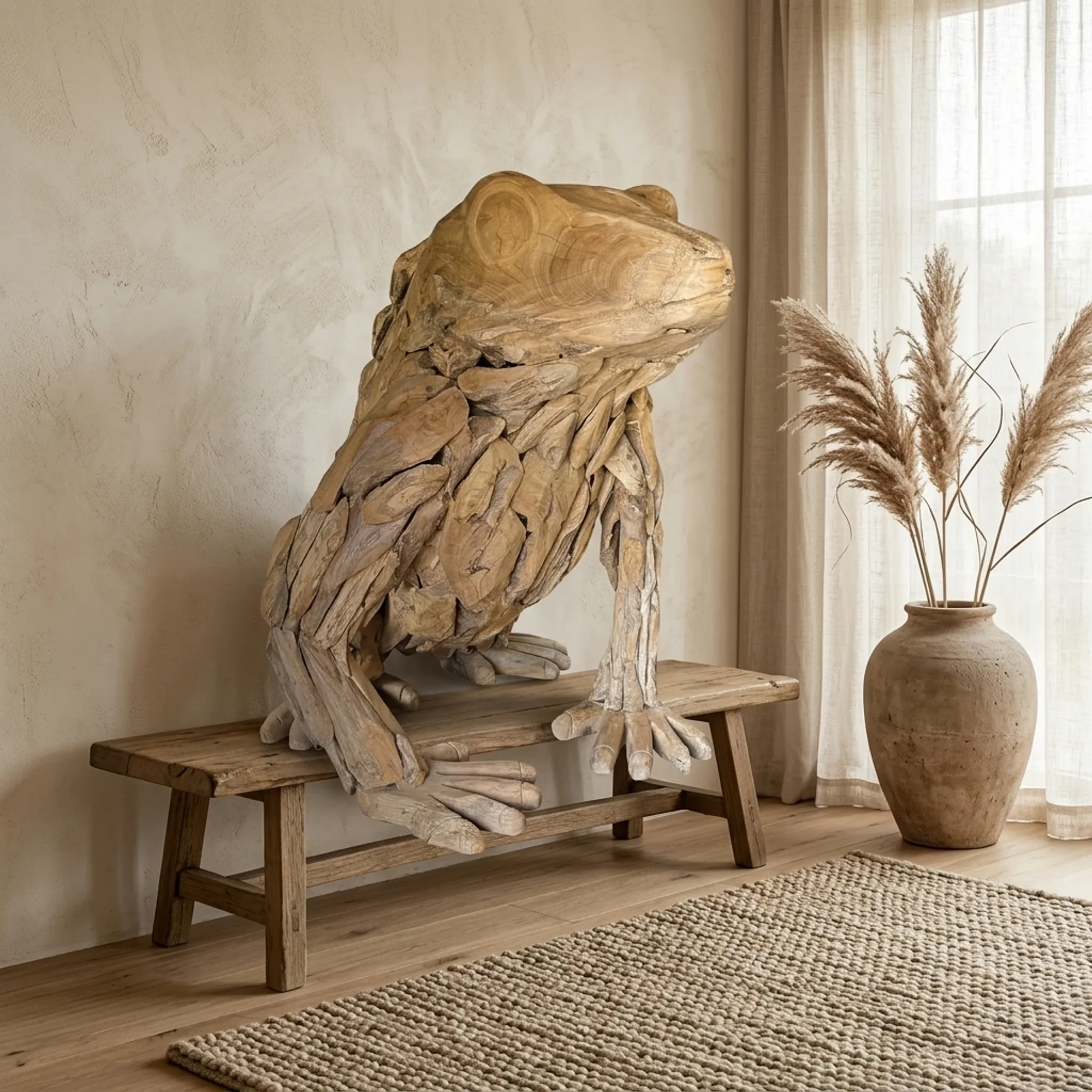 Houten kikker massief teakhout - World of Brosi