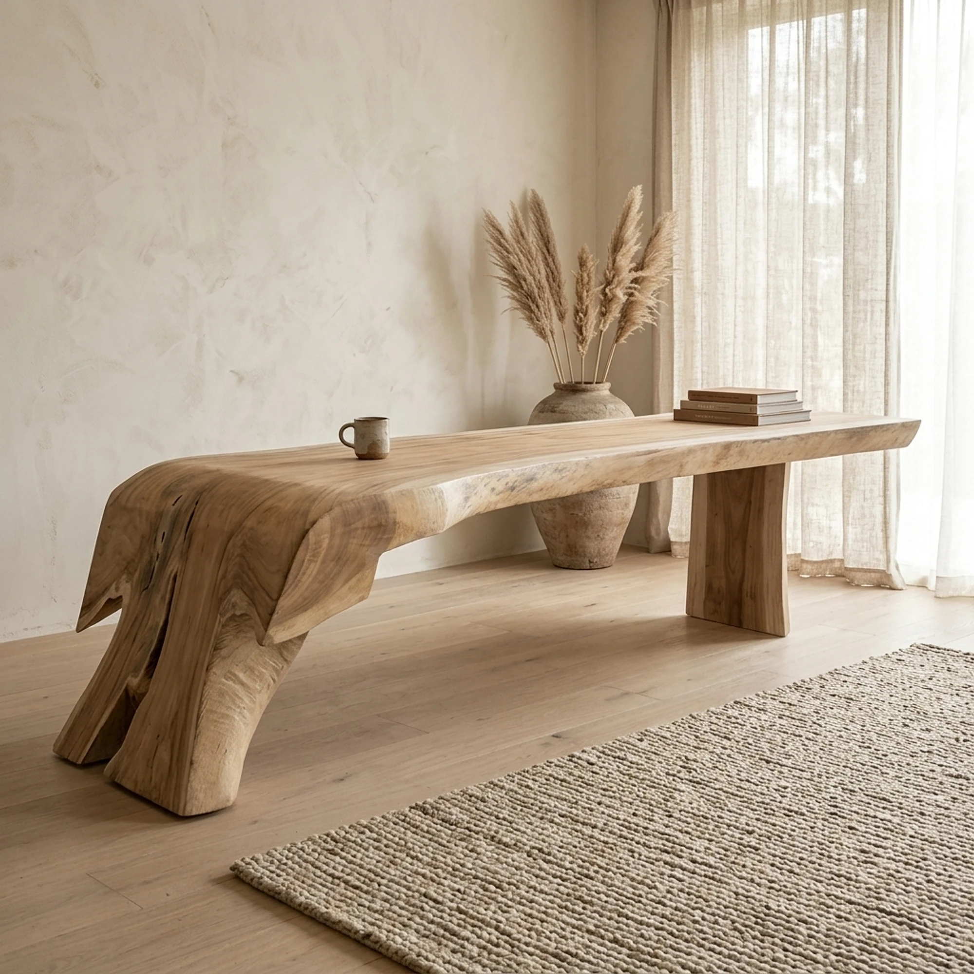 Tree Trunk Table Waterfall Suar Wood 310cm - World of Brosi