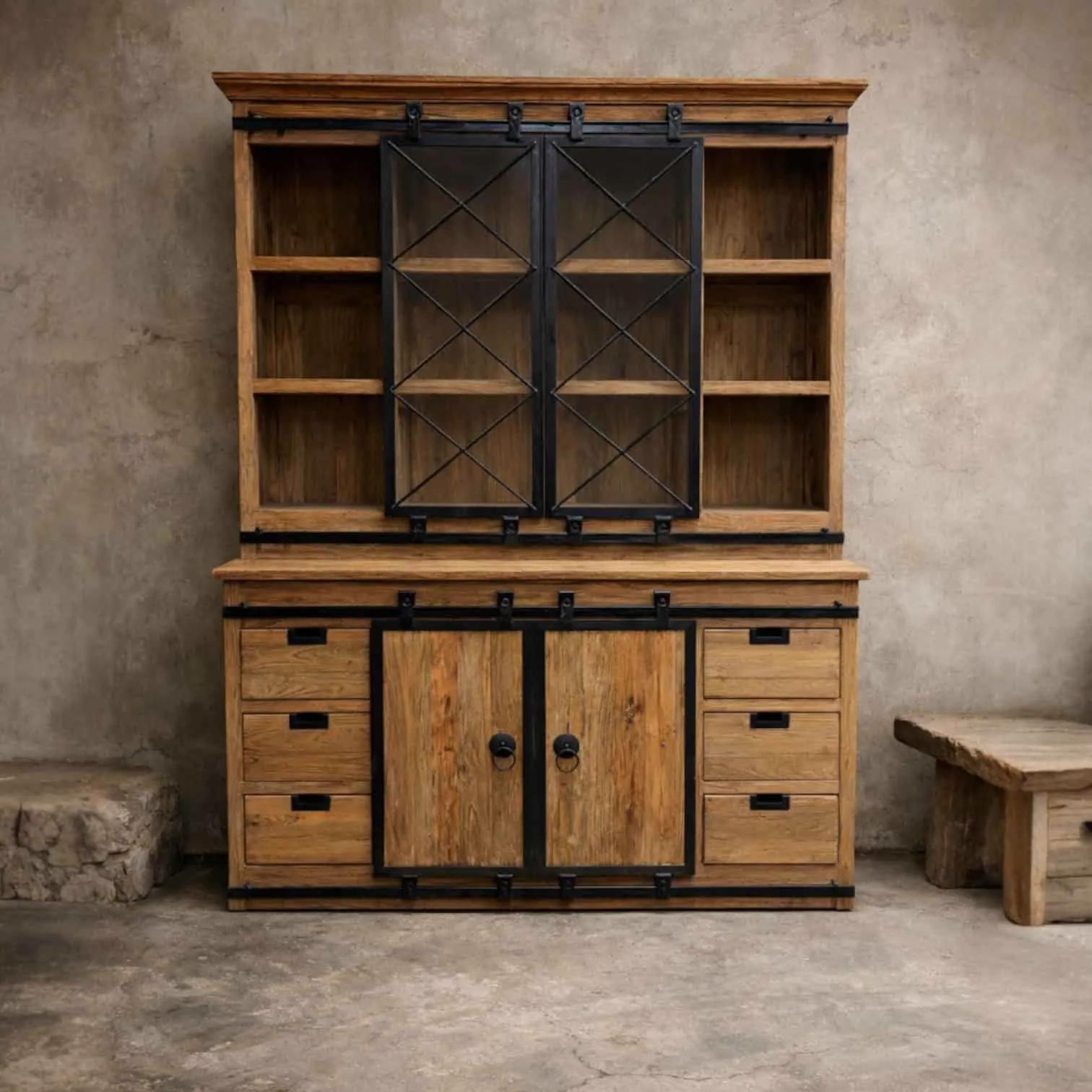 Vitrinekast Donny | Massief Teak