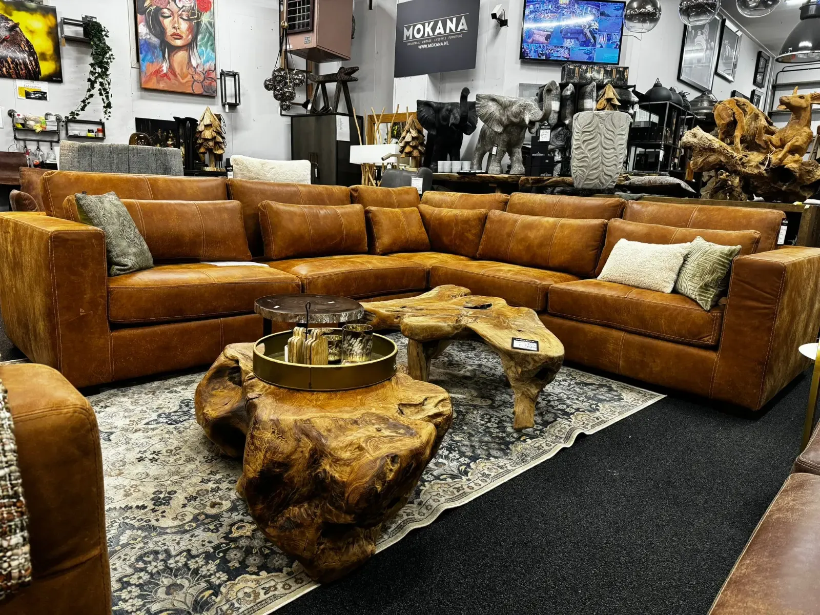 Anna Corner Sofa concrete leather - Agpol