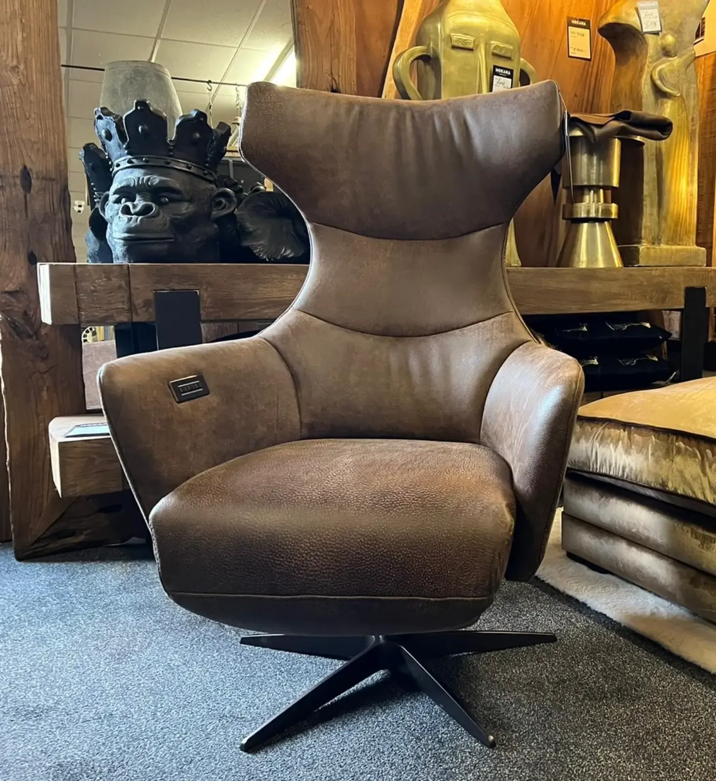 Single Twinz Recliner Armchair (Leather, Brown)