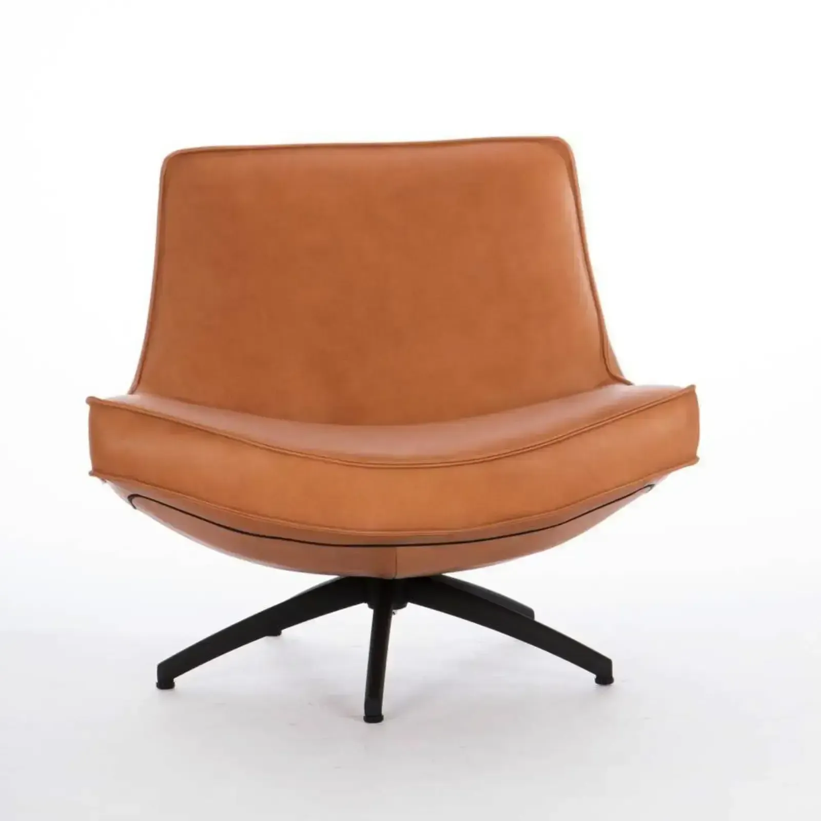 HE Design Sessel Uwa: Luxus-Drehsessel in Cognac Luxor Leder, foto 4