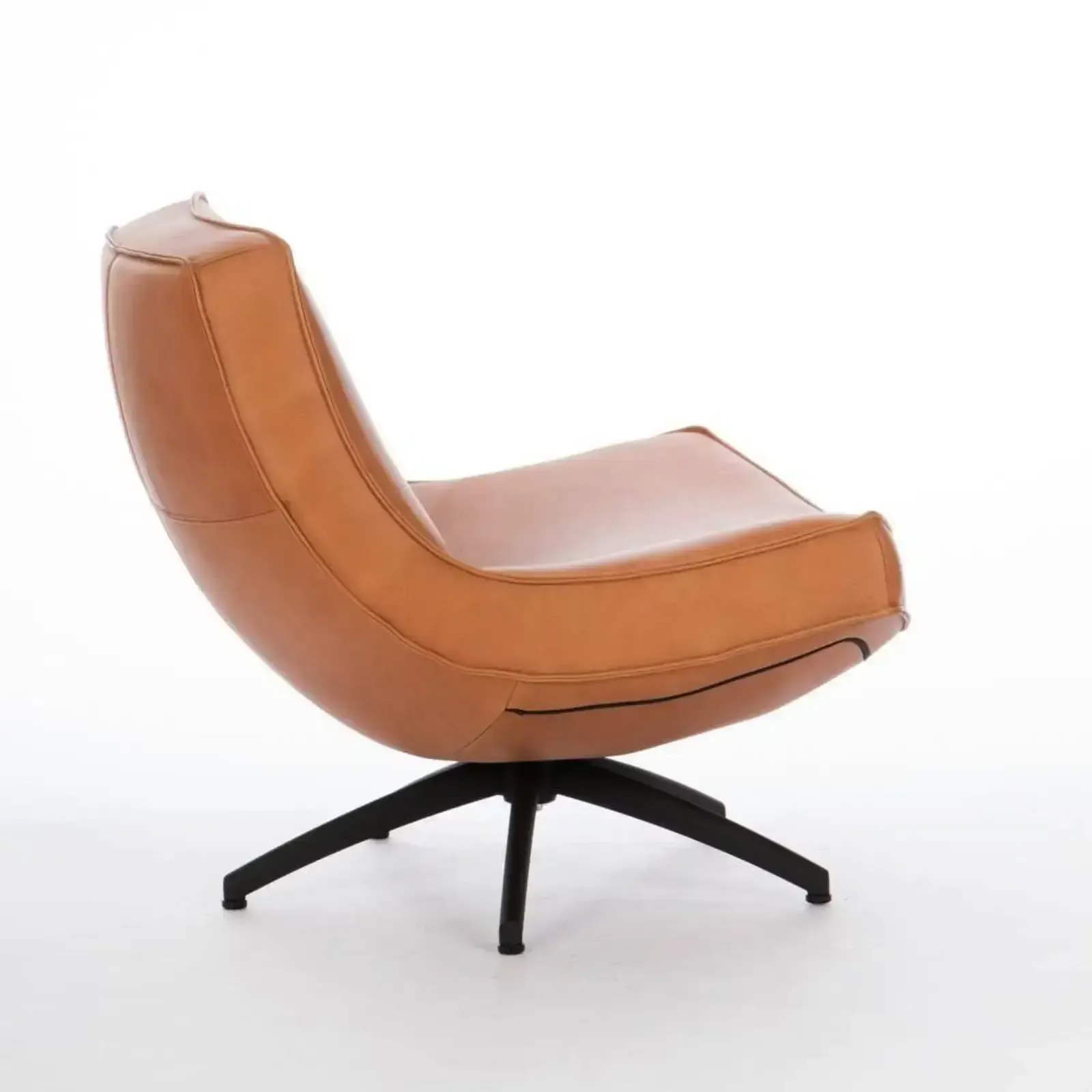 HE Design Sessel Uwa: Luxus-Drehsessel in Cognac Luxor Leder, foto 3