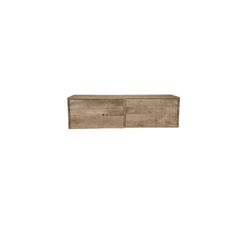 Zwevend tv meubel Vision Natural 120 cm op een witte achtergrond, recht van voren gefotografeerd - Starfurn