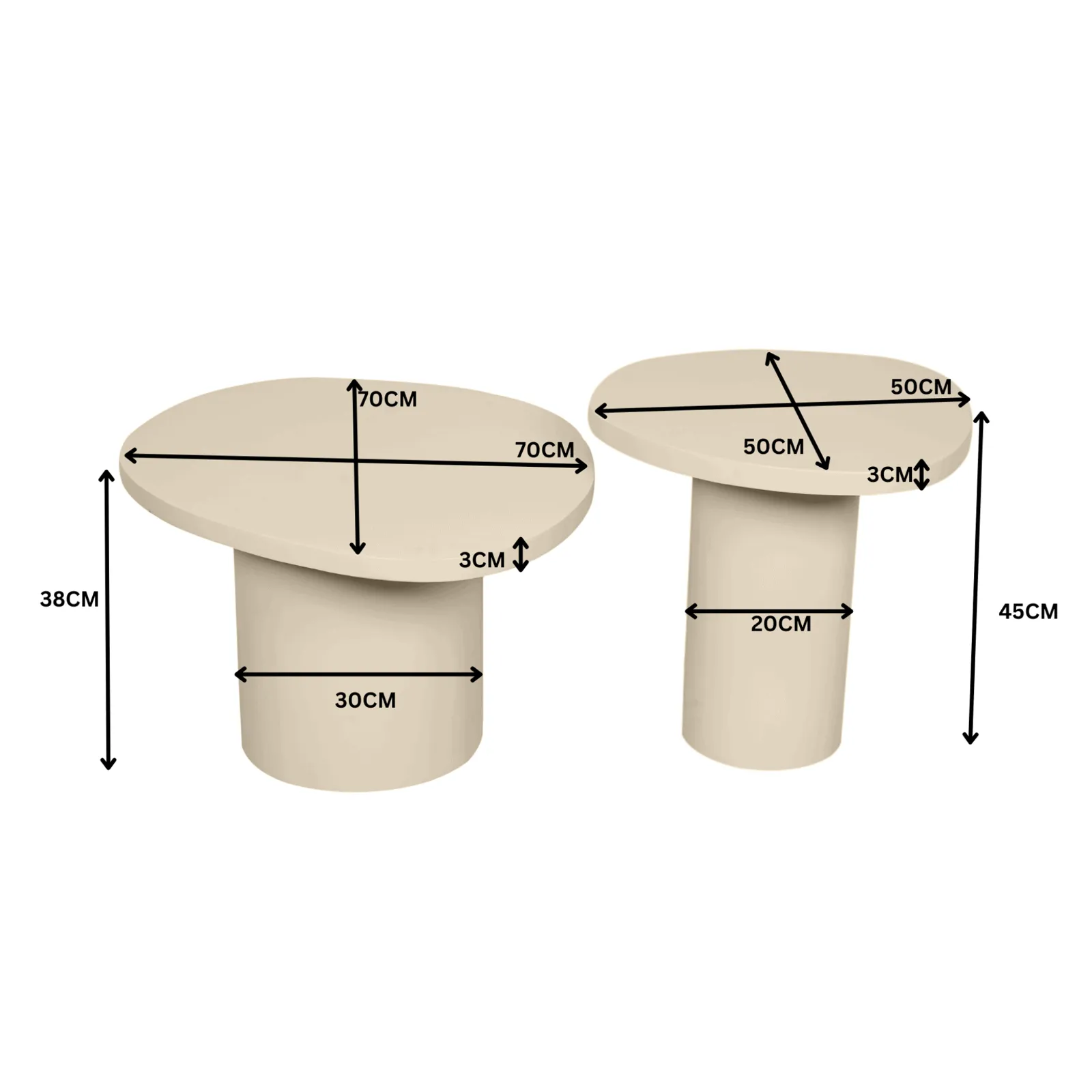 Coffee table Mirre | Sand | Set of 2 - Starfurn