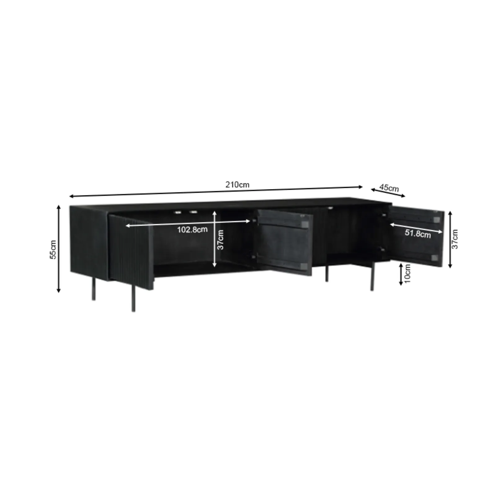 TV Unit Madison Black | 210 cm - Starfurn