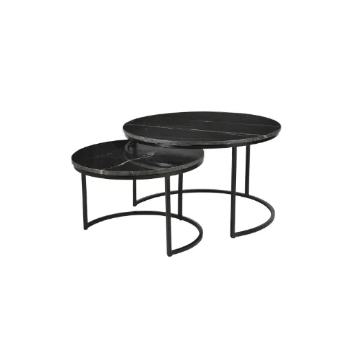 Coffee Table Nova Black Marble | 70 cm | Set of 2 - Starfurn