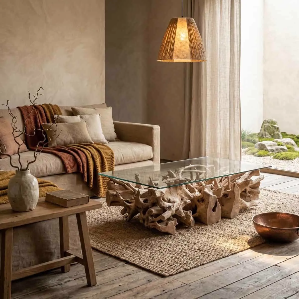 Coffee table Amazones root teak