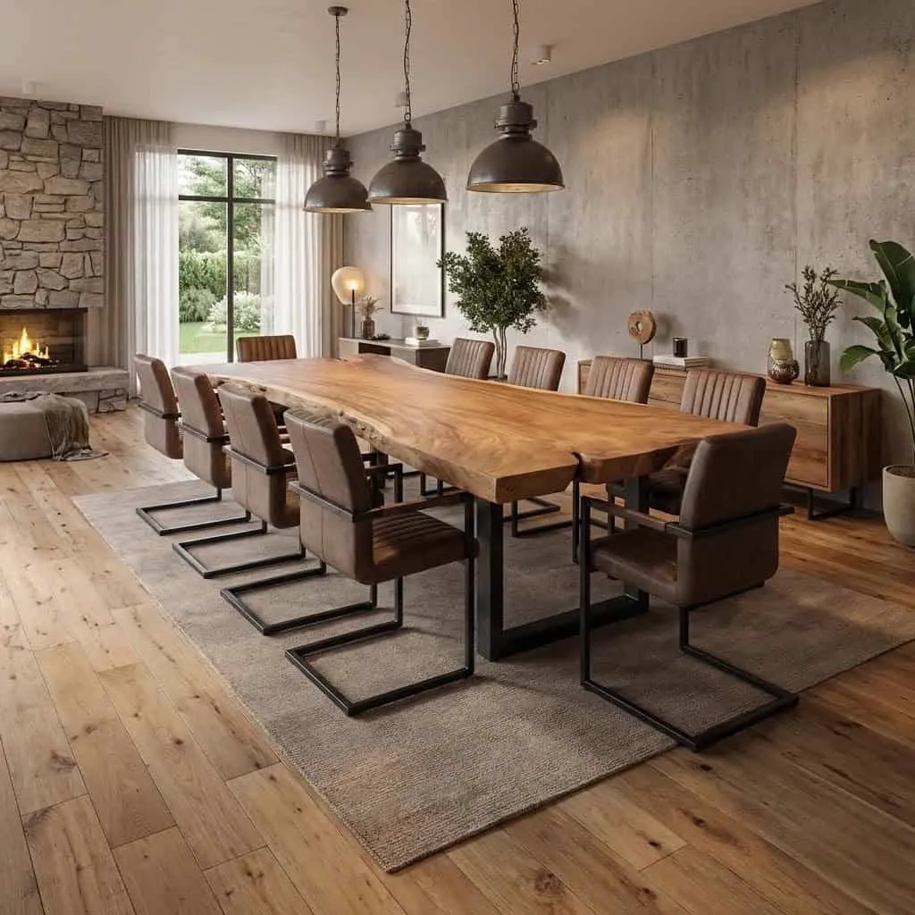 Suar Wood Tree Trunk Table with U-leg - World of Brosi