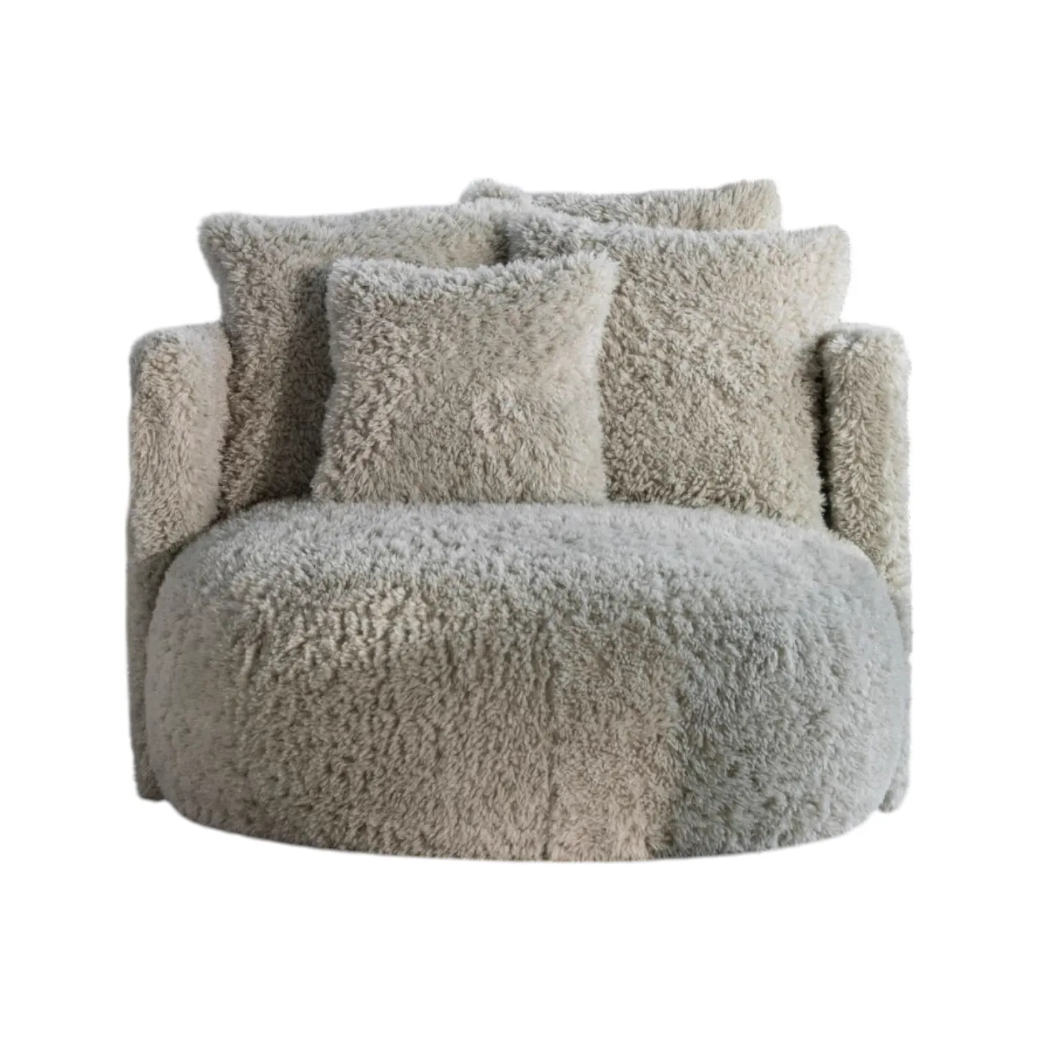 Loveseat Doodle Pastille op een witte achtergrond, van voren gefotografeerd, met drie kussens - Passe Partout