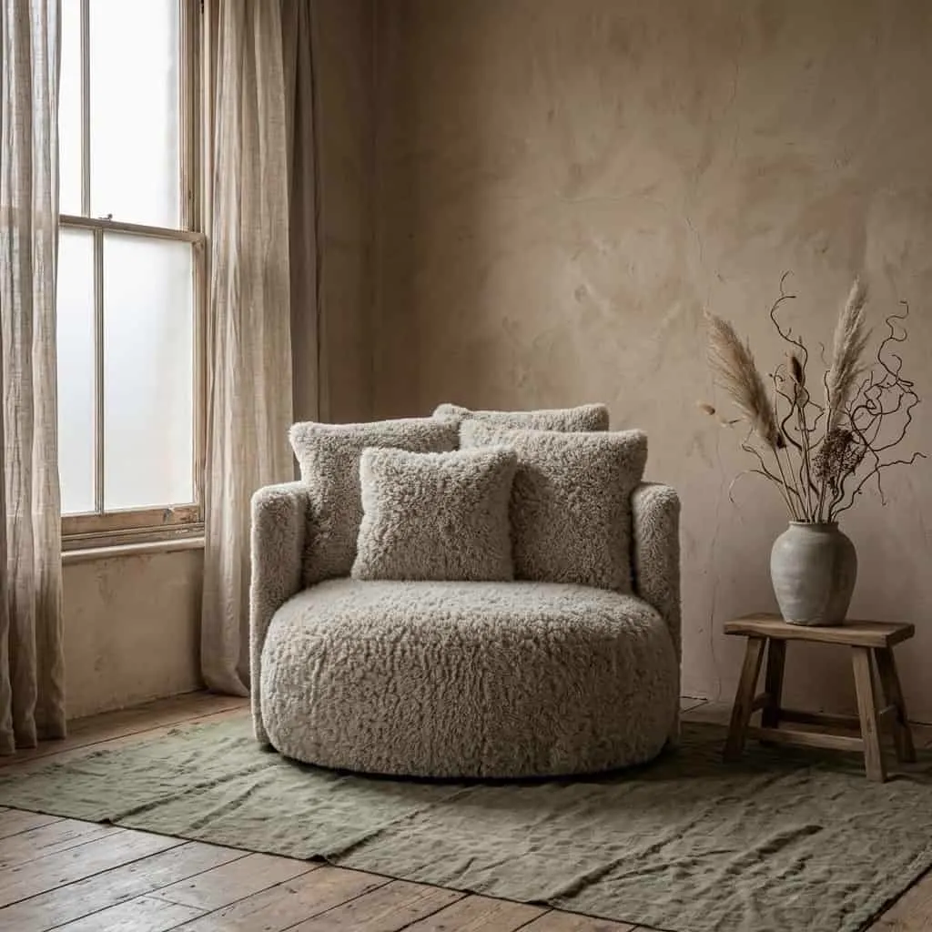 Loveseat Doodle Pastille in een sfeervolle woonkamer met raam, gordijnen en decoratie - Passe Partout