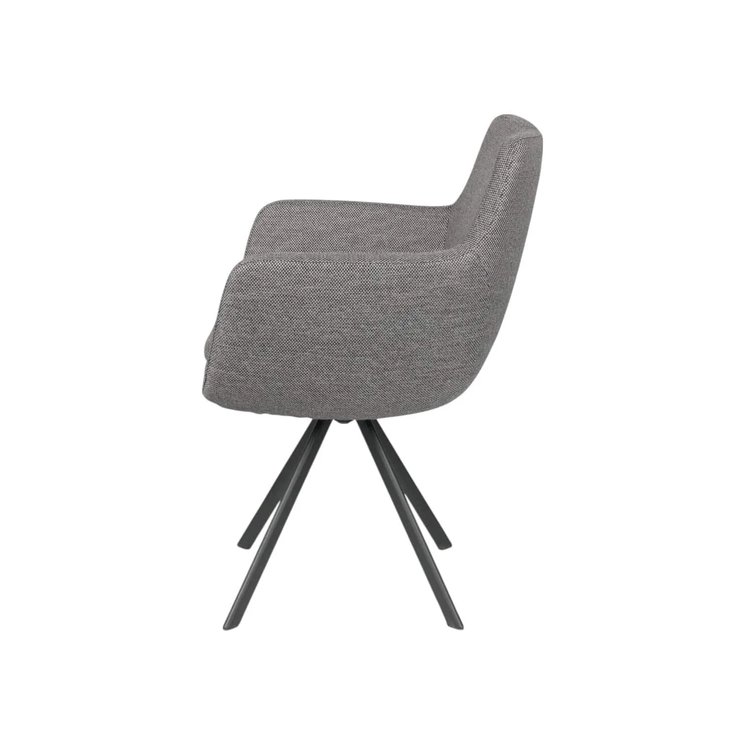 Sessel Mandy Outdoor, ein grauer Stoffstuhl mit Armlehnen und dunklen Beinen, auf weißem Hintergrund - Chill-Line