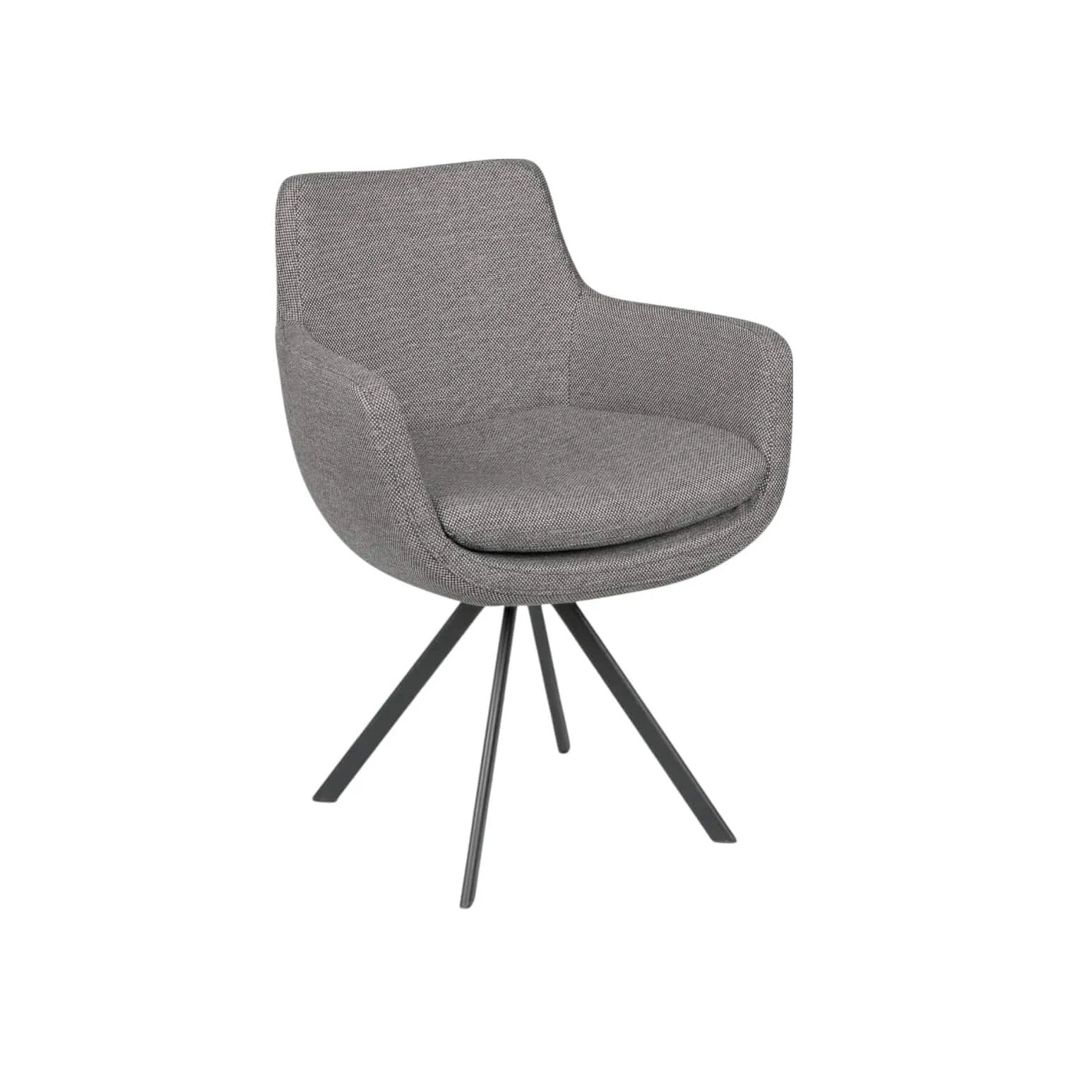 Sessel Mandy Outdoor, ein grauer Stoff Sessel mit schwarzem Spinnenfuß, auf weißem Hintergrund fotografiert - Chill-Line