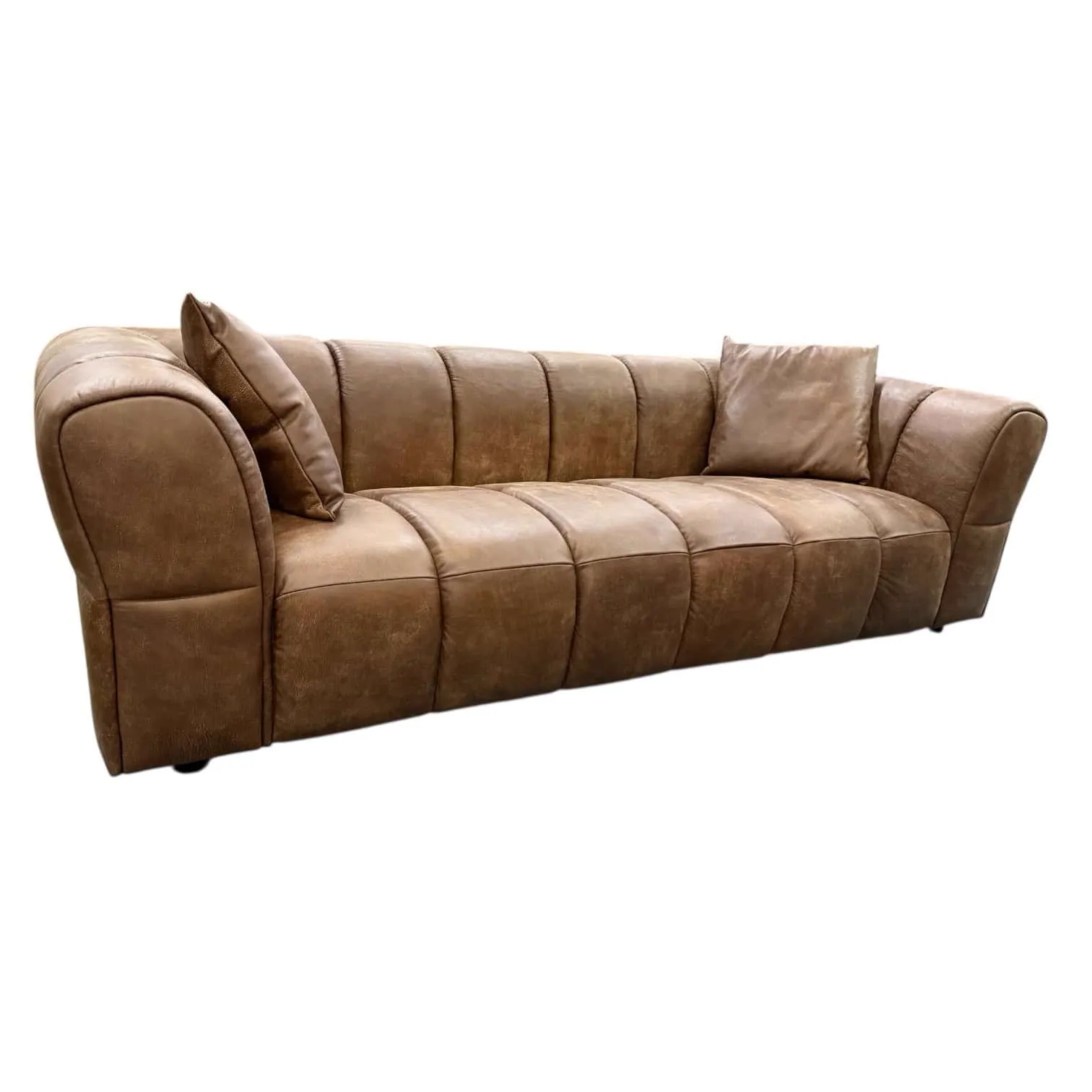 Sofa Regnum auf weißem Hintergrund, mit zwei Kissen und Blick auf die Vorder- und Seitenansicht - Zitform