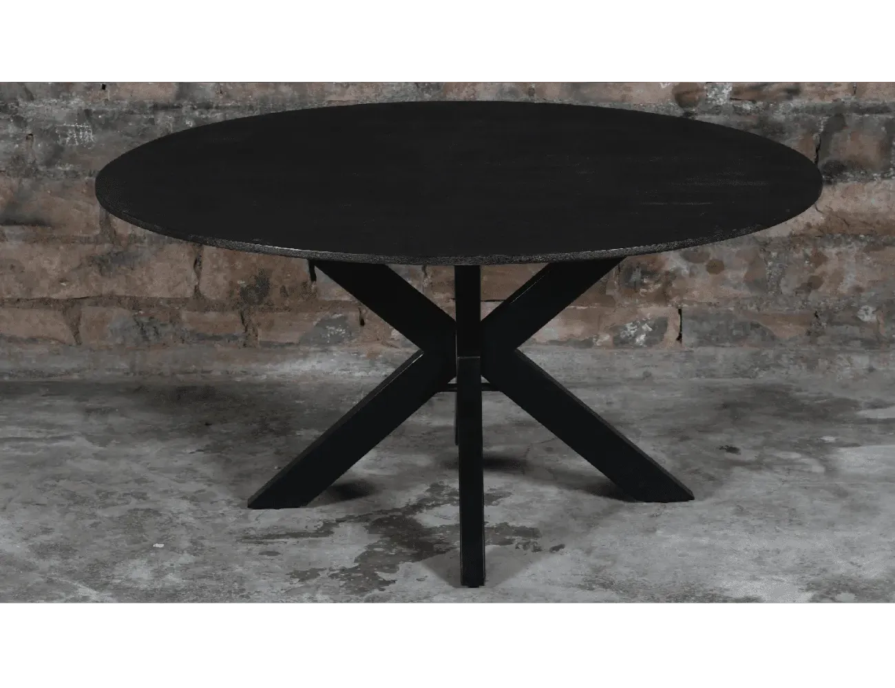 Dining table mango wood round black 150cm - Mokana Furniture