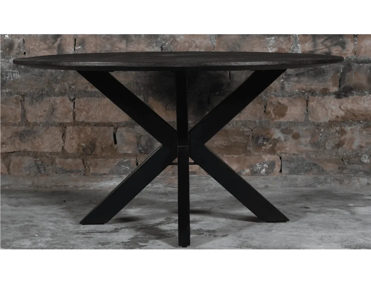 Dining table mango wood round black 150cm - Mokana Furniture