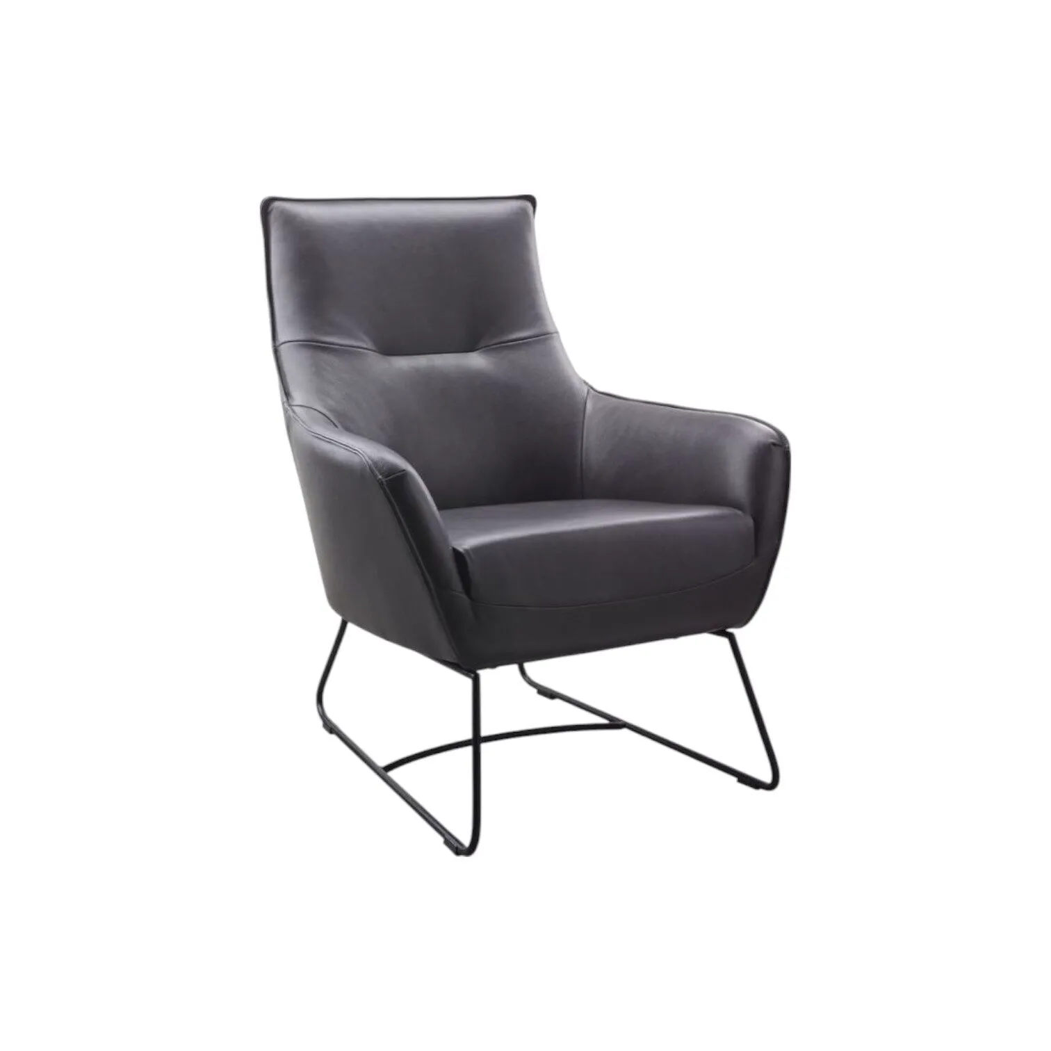 Sessel Irma von Class Design, ein dunkelgrauer Sessel mit schwarzen Metallbeinen auf weißem Hintergrund
