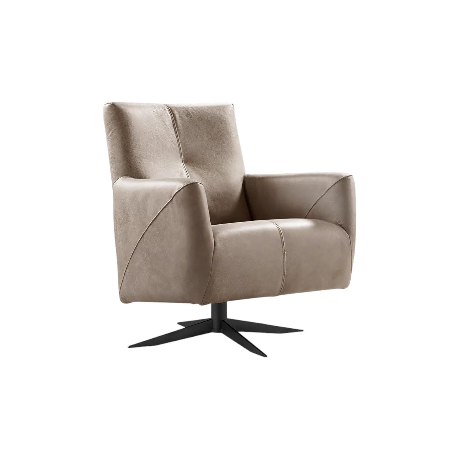 Sessel Marino von Class Design, ein beiger Sessel mit schwarzem Spinnenfuß auf weißem Hintergrund