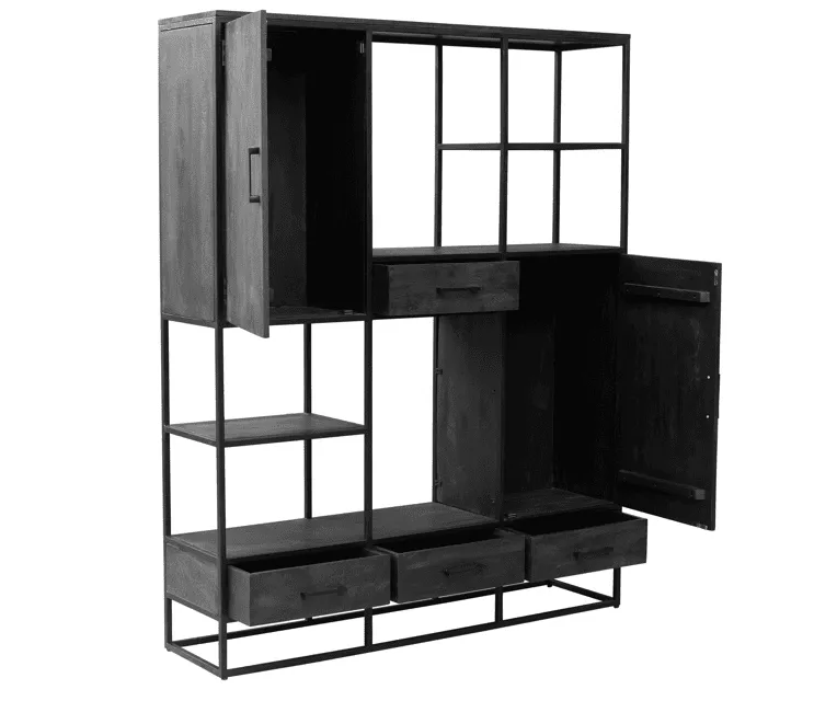 Utah Shelving Cabinet black XXL - Mokana Furniture