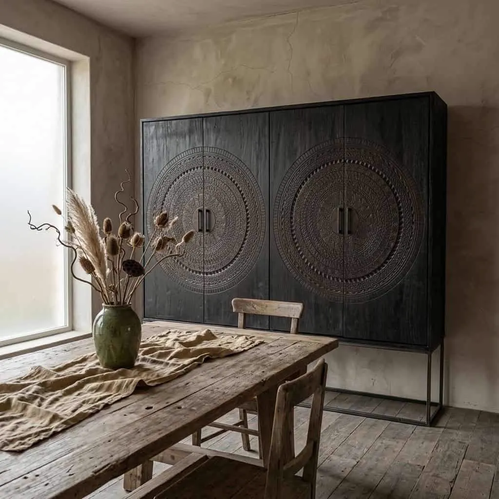 Wandkast Intan groot teak zwart