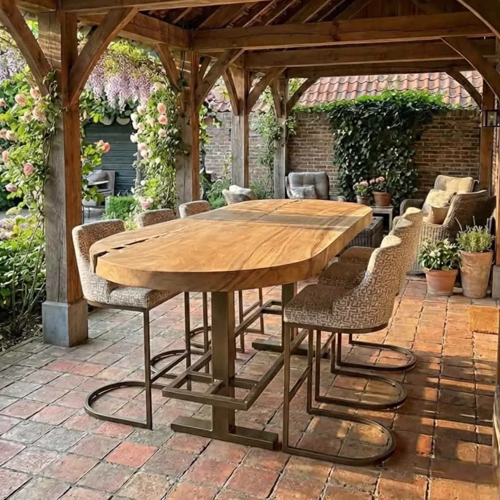 Bar table suar wood oval (Bruin | Naturel) - World of Brosi