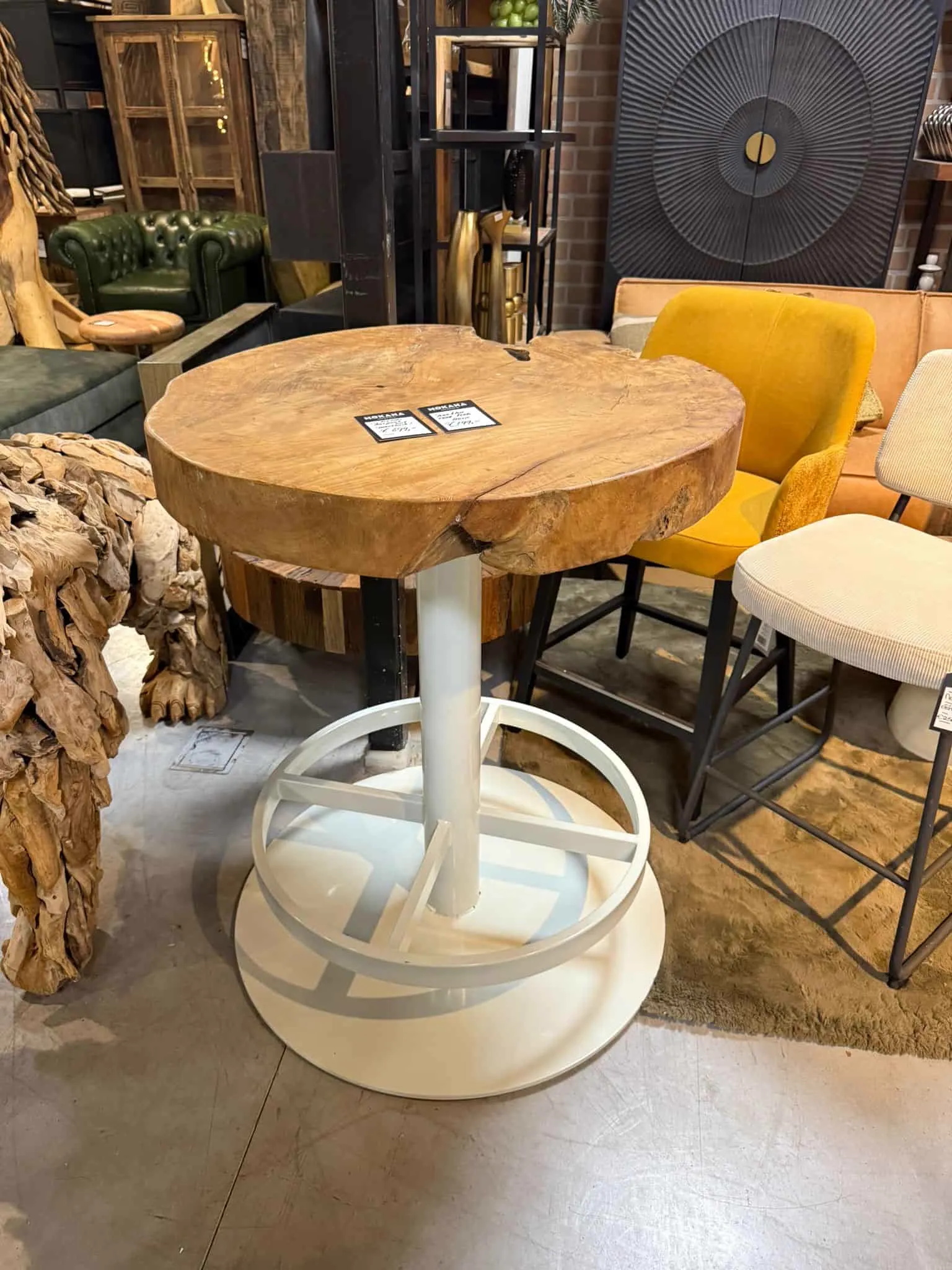 Round Counter Table Teak Wood Unique