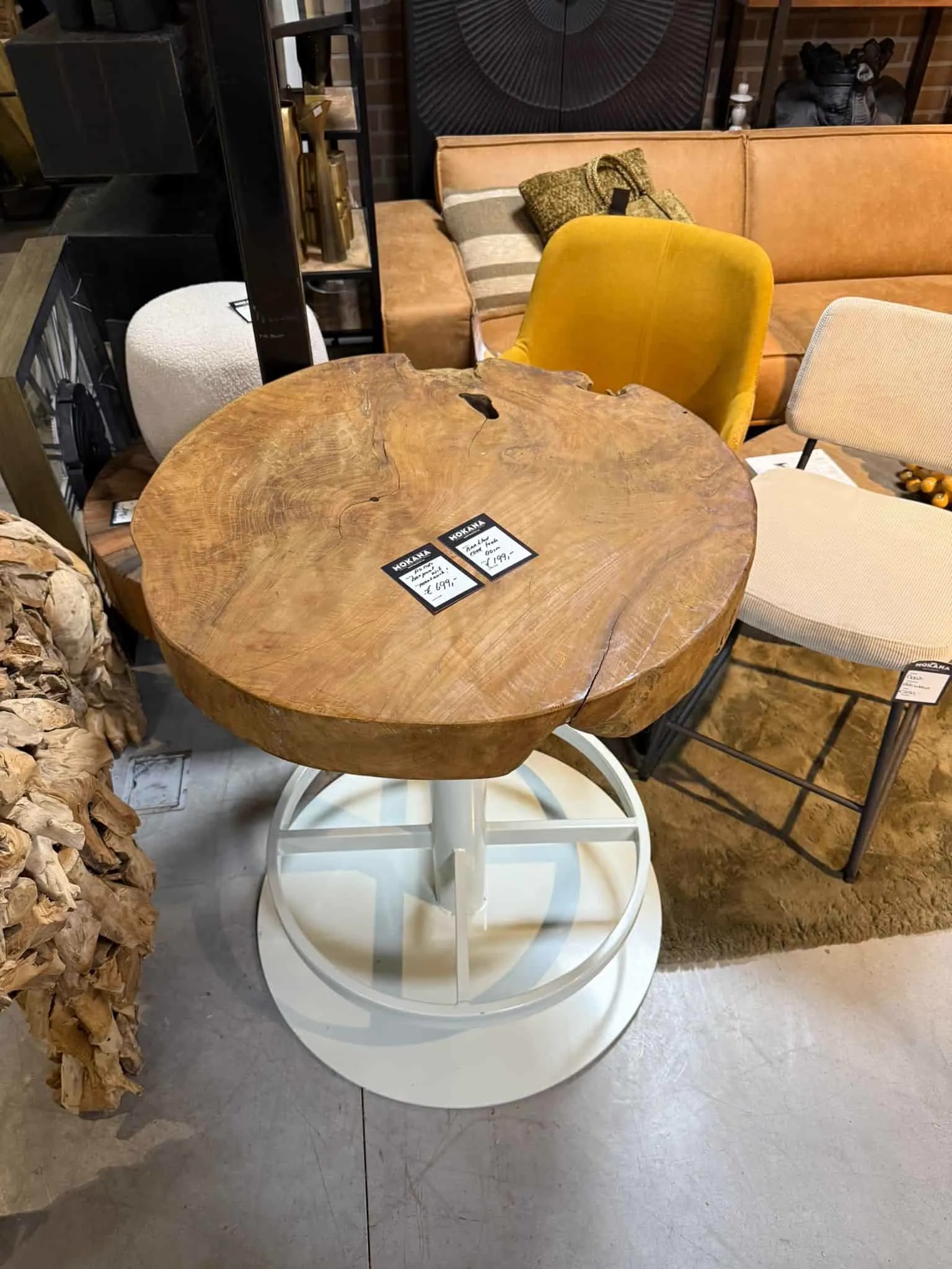 Round Counter Table Teak Wood Unique