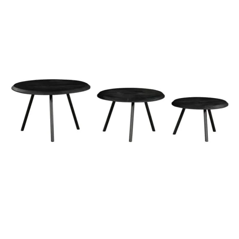 Coffee table Ohio Black | 70 cm | set of 3 - Starfurn
