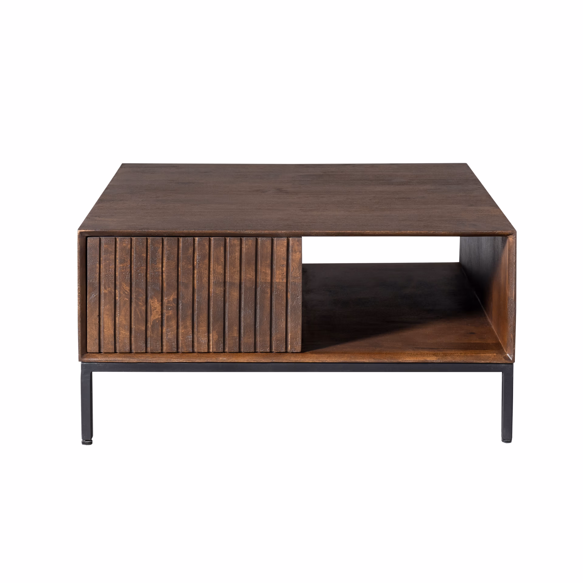Couchtisch Madison Brown 80 cm Quadratisch Mangoholz in Dunkelbraun Mokana - Starfurn
