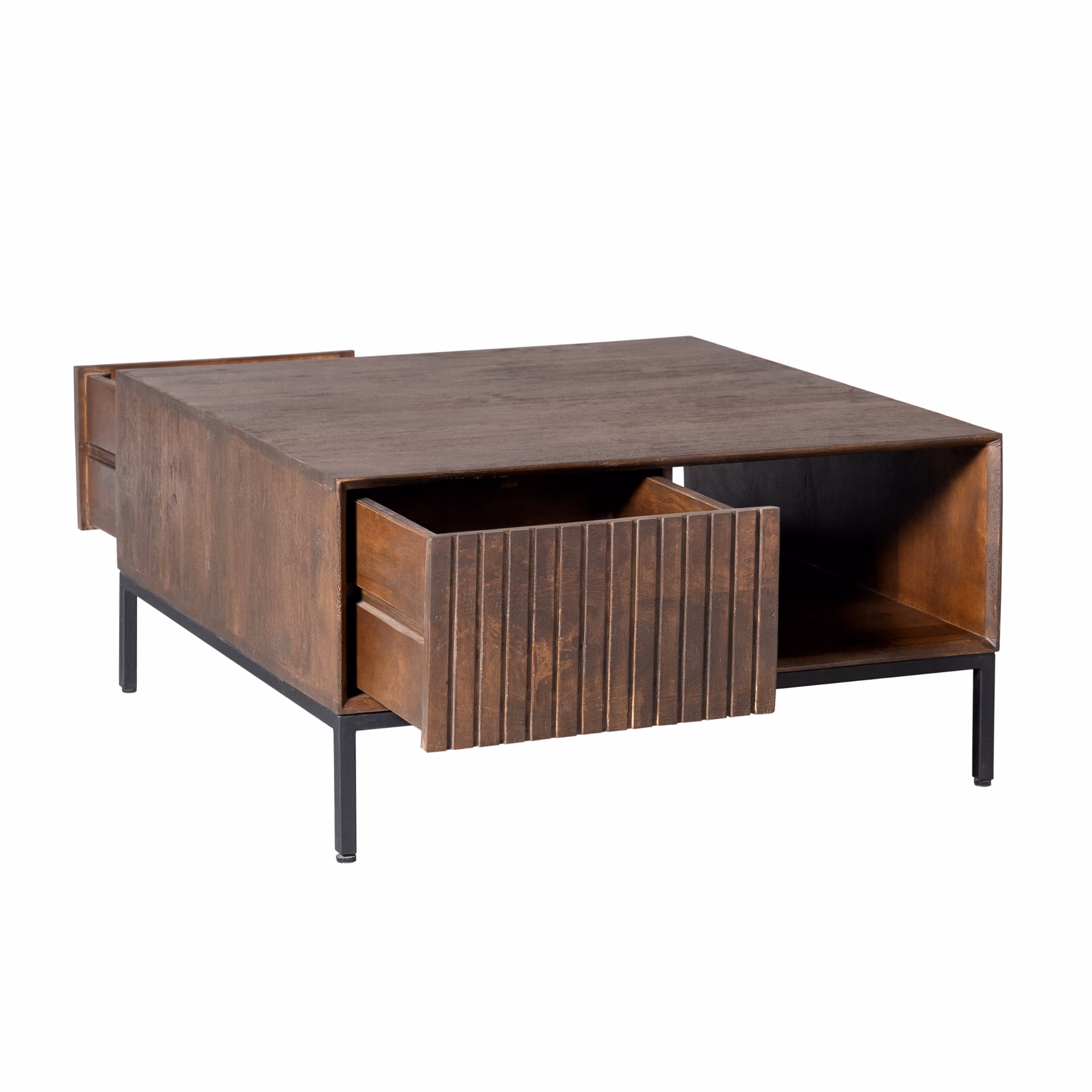 Couchtisch Madison Brown 80 cm Quadratisch Mangoholz in Dunkelbraun Mokana - Starfurn