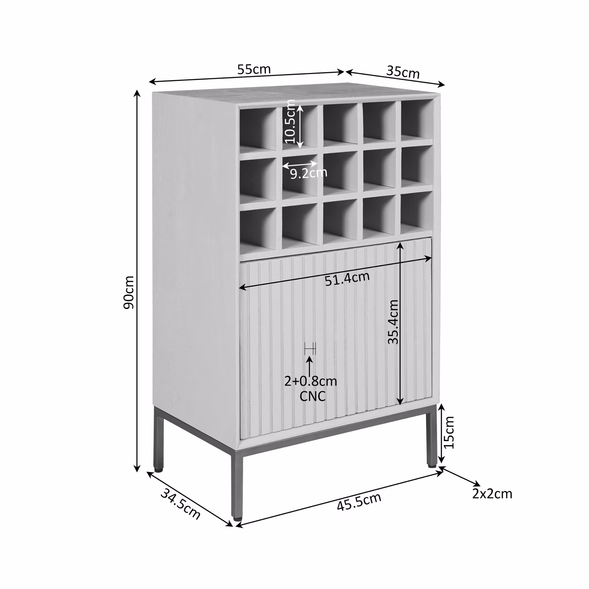 Wine Cabinet Madison Brown | 55 cm - Starfurn