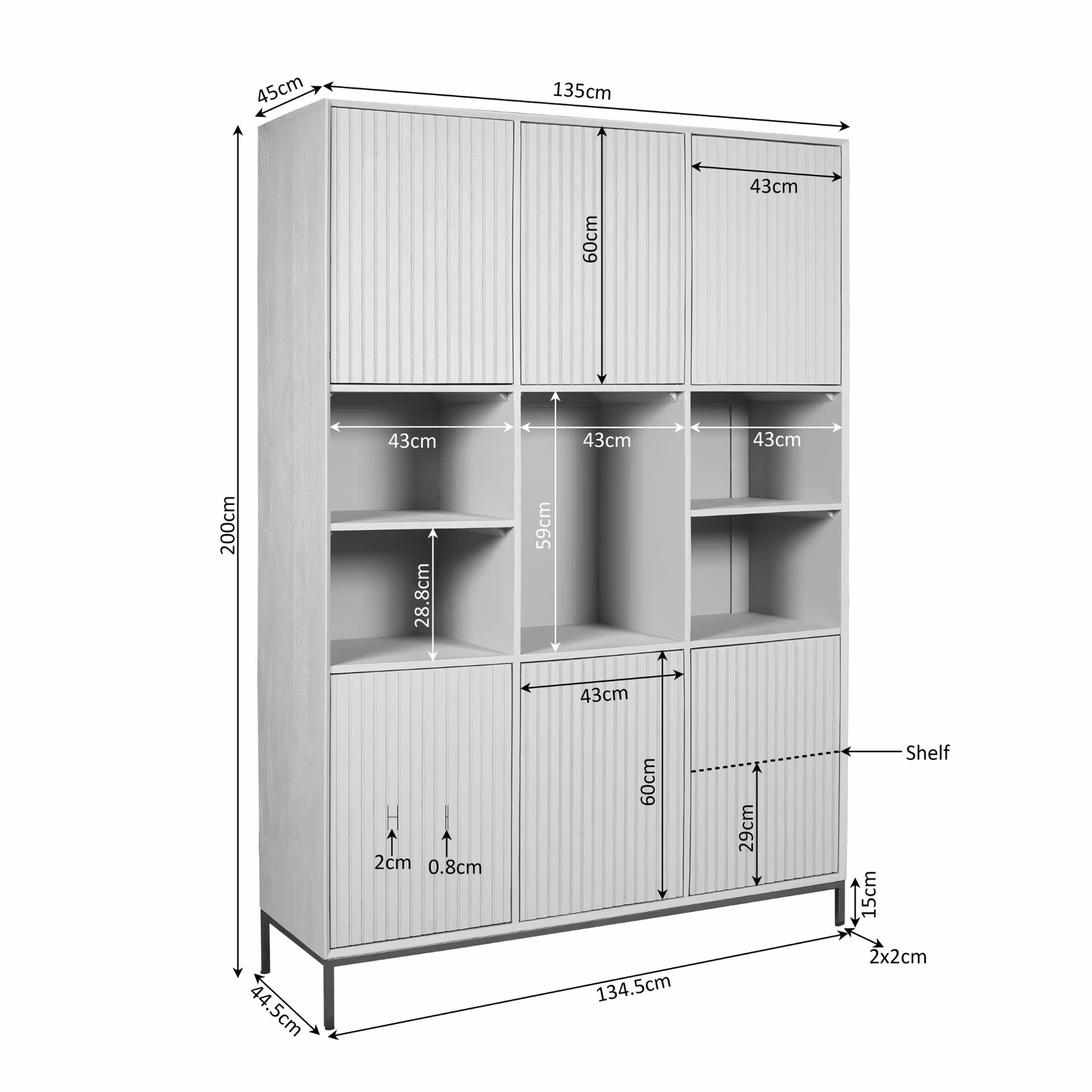 Shelf Cabinet Madison XL Brown | 135 cm - Starfurn