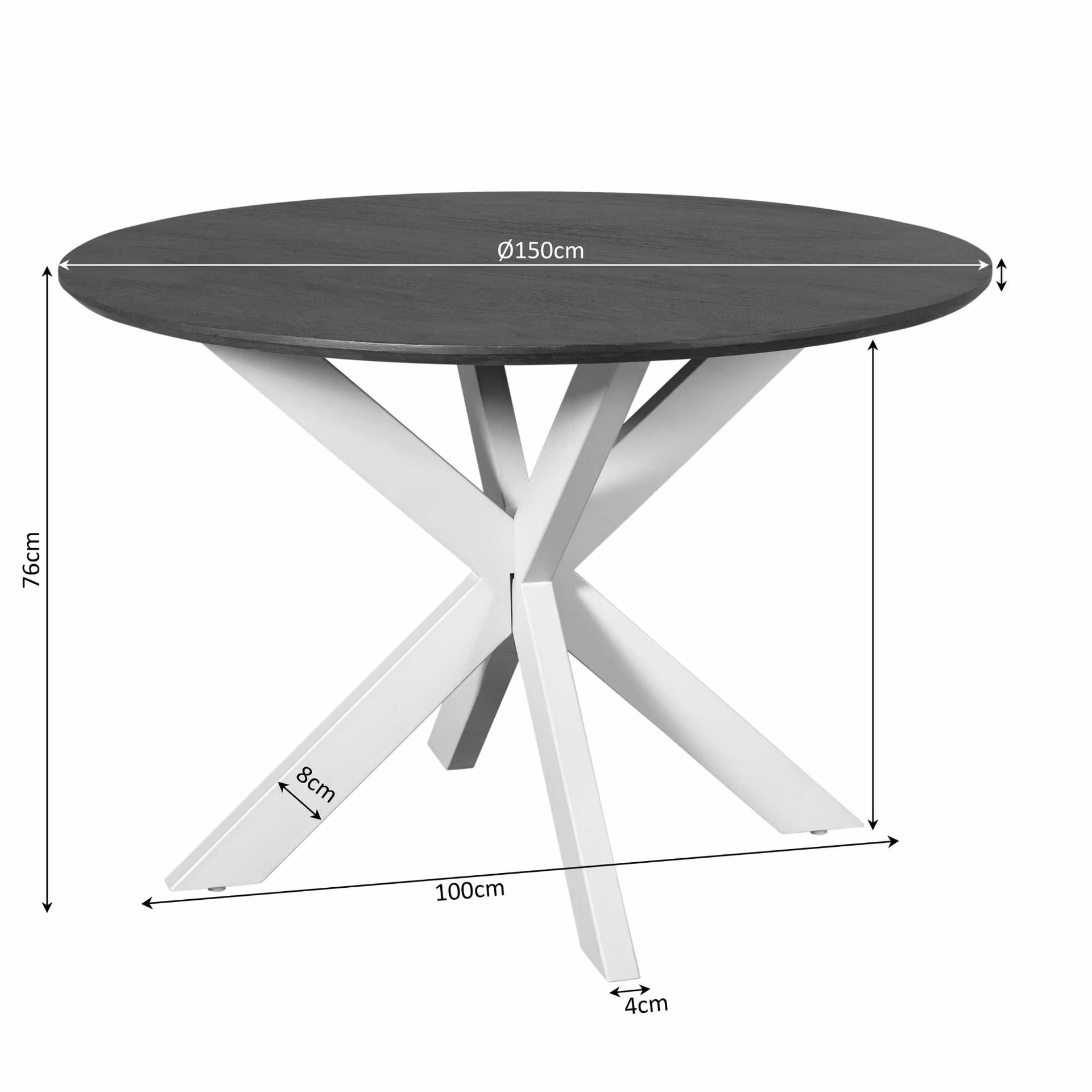 Dining Table Madison Brown | 150 cm | Leg Black - Starfurn