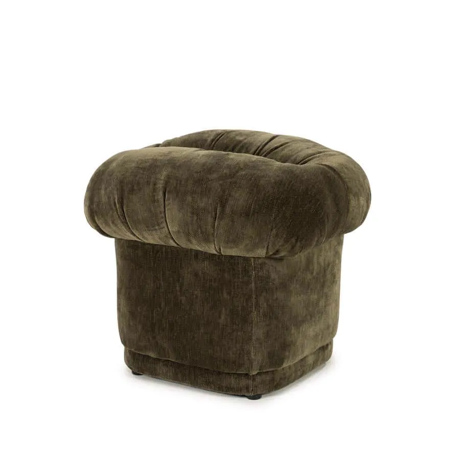 Stool Nook - grün auf weißem Hintergrund, mit einer Nahaufnahme des weichen, gerippten Stoffes - By-Boo