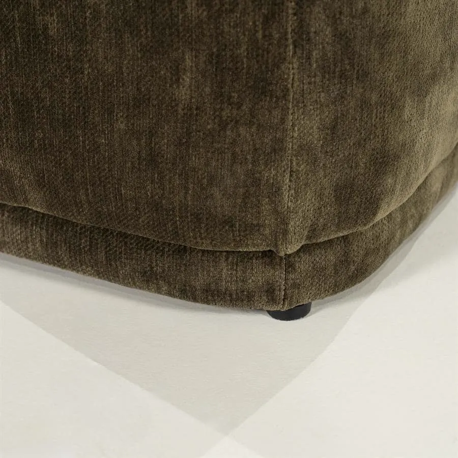 Detail des Stool Nook - grün, eine Nahaufnahme der Unterseite und des Stoffes auf weißem Hintergrund - By-Boo