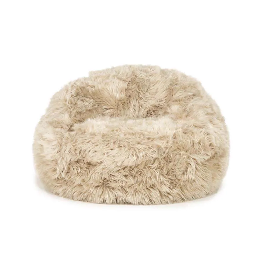 Das Snuzzle - taupe, ein rundes, flauschiges taupefarbenes Hundebett auf weißem Hintergrund, von oben gesehen - By-Boo