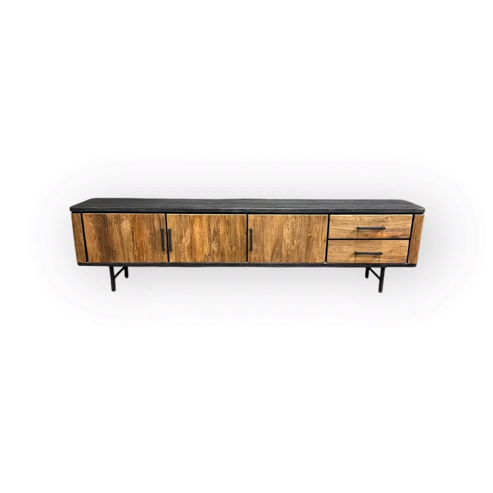 TV Unit Somo teak wood black top - World of Brosi
