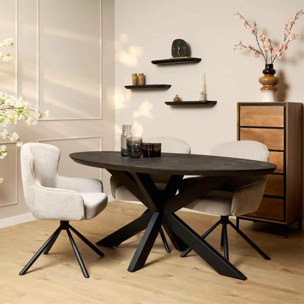 Dining table Brandy Black | 160 cm | Oval - Starfurn