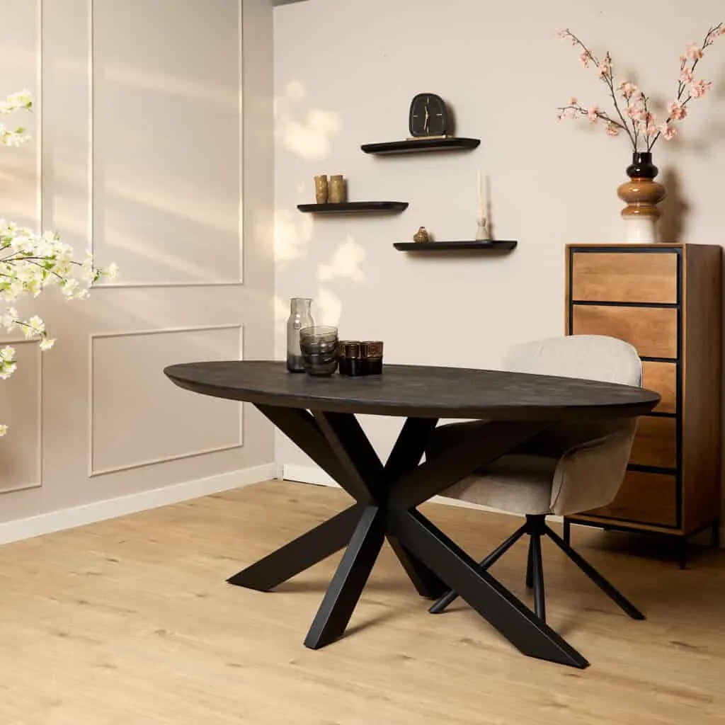 Dining table Brandy Black | 160 cm | Oval - Starfurn