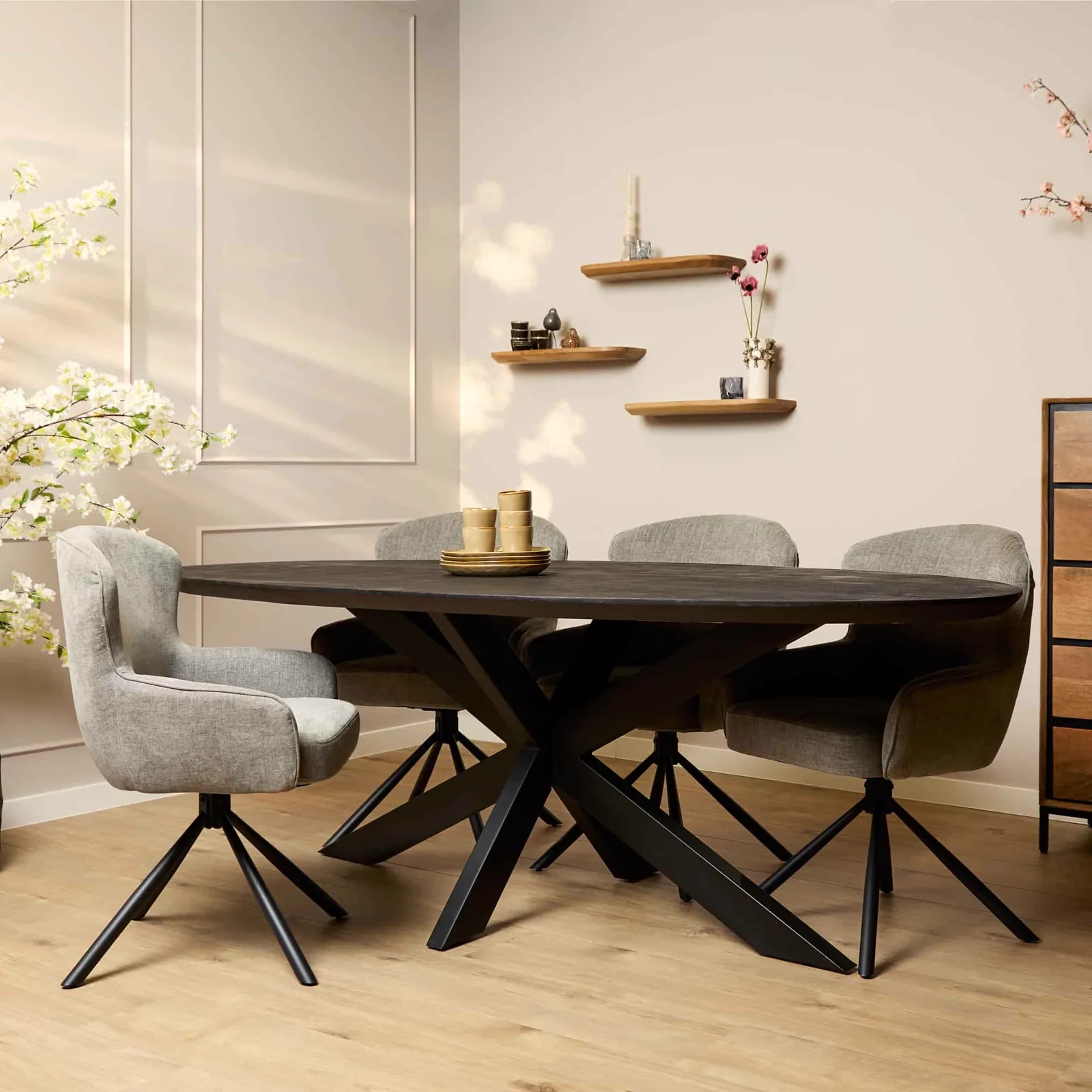 Dining Table Brandy Black | 210 cm | Oval - Starfurn